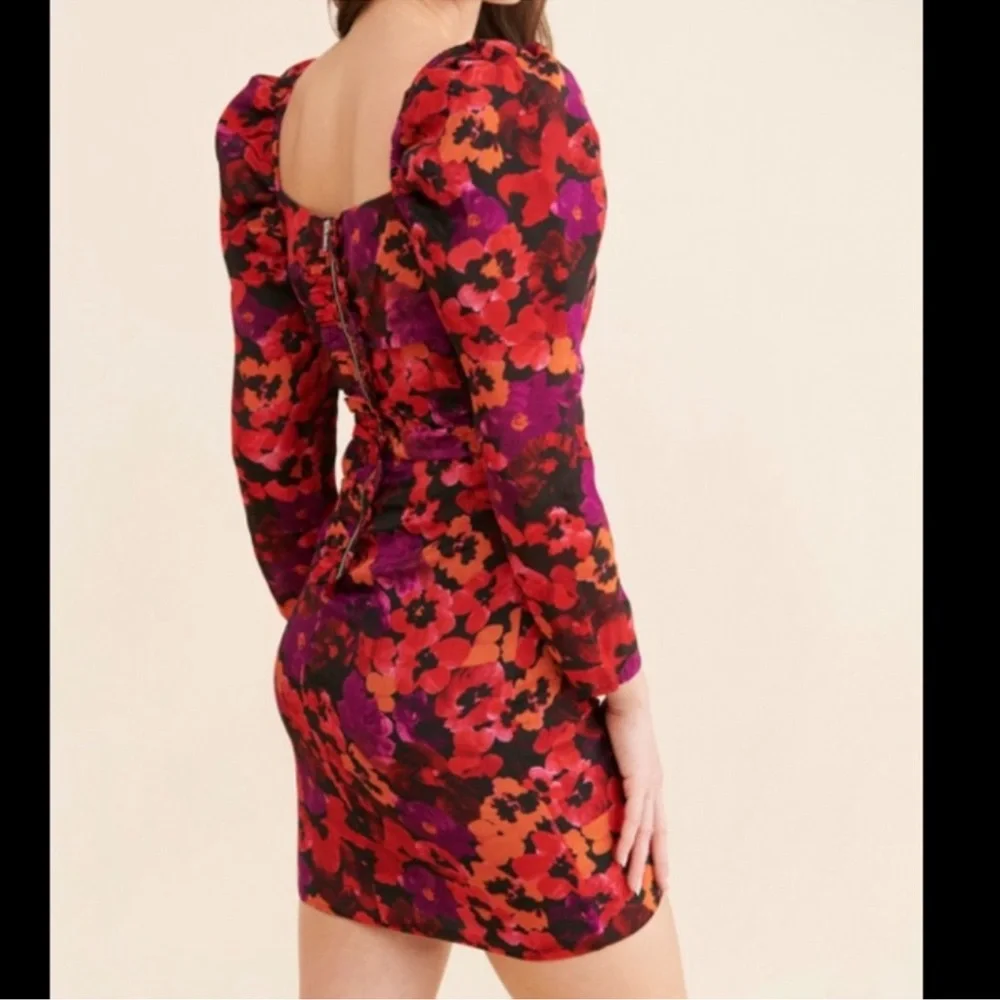 NWT SAYLOR Alouette Painterly Poppy Floral Mini Sweetheart Dress Size Medium - Picture 3 of 14